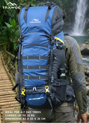 Skyranger 70 L Rucksack for Hiking & Travel with Ergonomic Shoulder Straps & Internal metal frame - NavyBlue