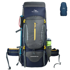 Airwave 60L Travel Backpack with Laptop Compartment & Rain Cover - Grey