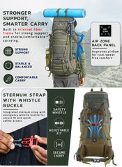 Triumph X 75 L Travel Backpack for Men & Women with Spacious Main Section & Shoe Compartment _ Hunter green