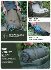 Triumph X 75 L Travel Backpack for Men & Women with Spacious Main Section & Shoe Compartment _ Hunter green