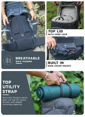 Triumph X 75 L Travel Backpack for Men & Women with Spacious Main Section & Shoe Compartment - Grey