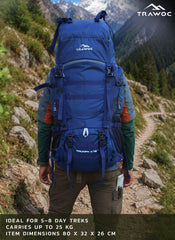 Triumph X 75 L Travel Backpack for Men & Women with Spacious Main Section & Shoe Compartment - Navy Blue
