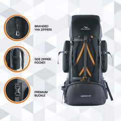Vortex 60 L Travel Backpack with Laptop Compartment & Durable Zippers - black