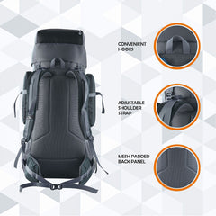 Vortex 60 L Travel Backpack with Laptop Compartment & Durable Zippers - black