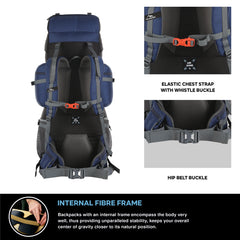 Peakpro 75 L Backpack featuring with Laptop Compartment & with Shoe Compartment – Blue