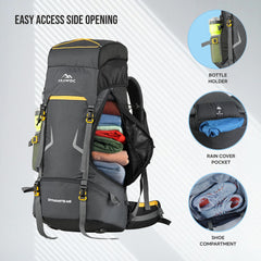 DYNAMITE 65L Travel Backpack with Rain Cover & Shoe Compartment -Grey