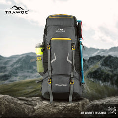 DYNAMITE 65L Travel Backpack with Rain Cover & Shoe Compartment -Grey