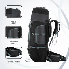 Trailmaster 80L Backpack for Hiking & Travel with Laptop Compartment & Multi-Pocket Design - Grey(clearance sale)