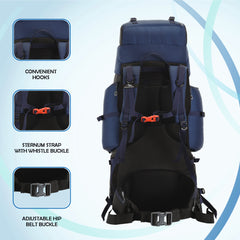 Trailmaster 80L Backpack for Hiking & Travel with Laptop Compartment & Multi-Pocket Design - NavyBlue(clearance sale)