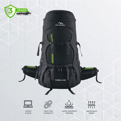 FUSION X 50 L internal frame Bag with Rain Cover and Shoe Compartment-Black(clearance sale)