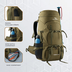 FUSION X 50 L internal frame Bag with Rain Cover and Shoe Compartment-Olivegreen(clearance sale)