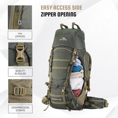 Triumph X 75 L Travel Backpack for Men & Women with Spacious Main Section & Shoe Compartment _ Hunter green