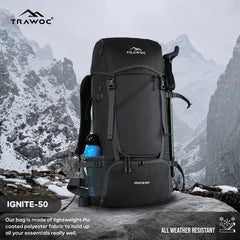 IGNITE 50 L travel Bag Front & Top Open Backpack with Rain Cover and Shoe Compartments-Black(clearance sale)