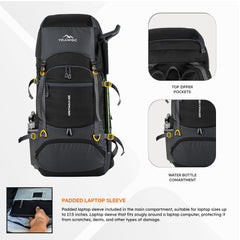 GRITMAX 55 L Front & Top Open Backpack for Hiking Trekking Bag for Men & Women with Rain Cover-Grey(clearance sale)