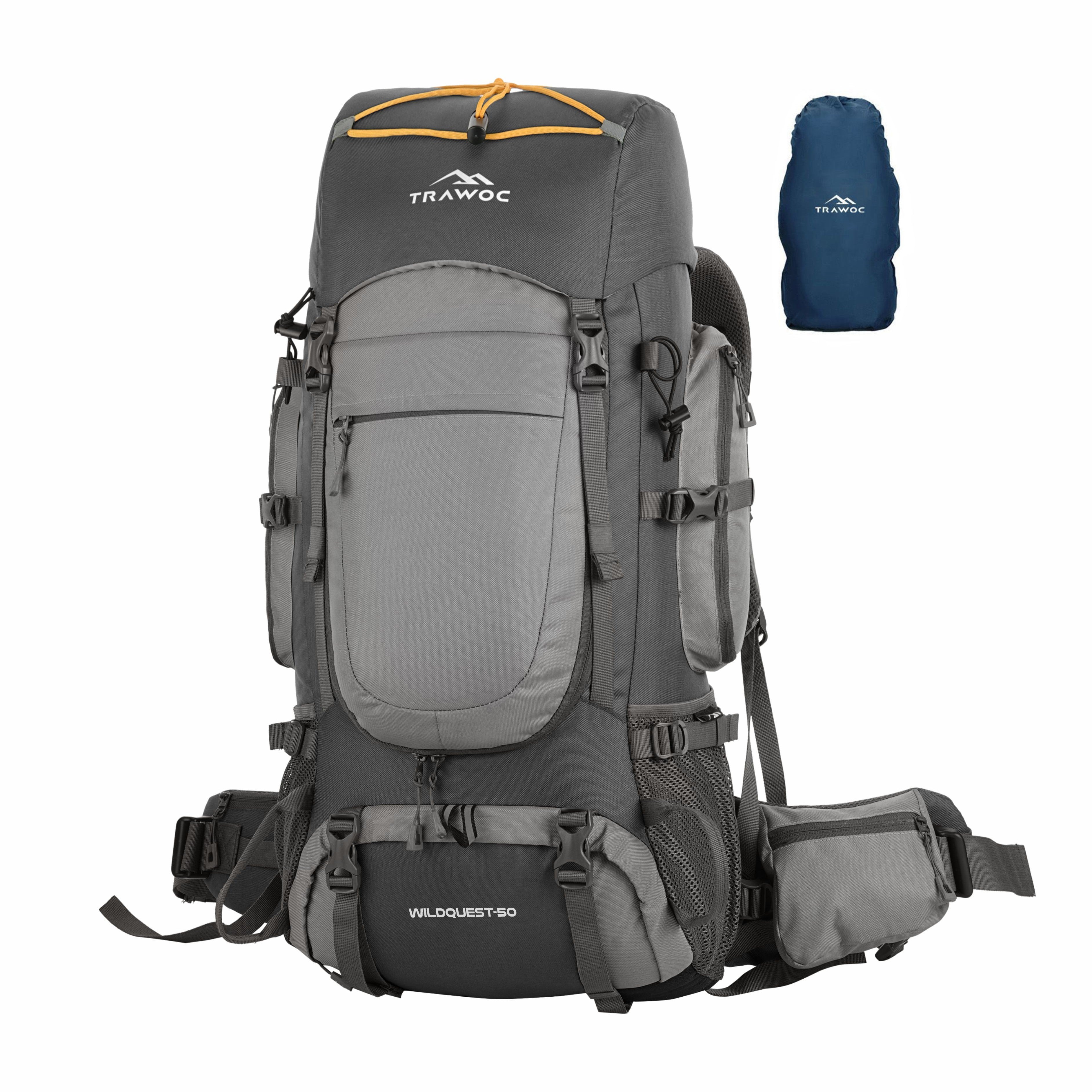 WILDQUEST-50 Rucksack - LAVA GREY Backpack with 60L capacity, featuring ergonomic design, multiple compartments, and durable straps for travel and adventure.
