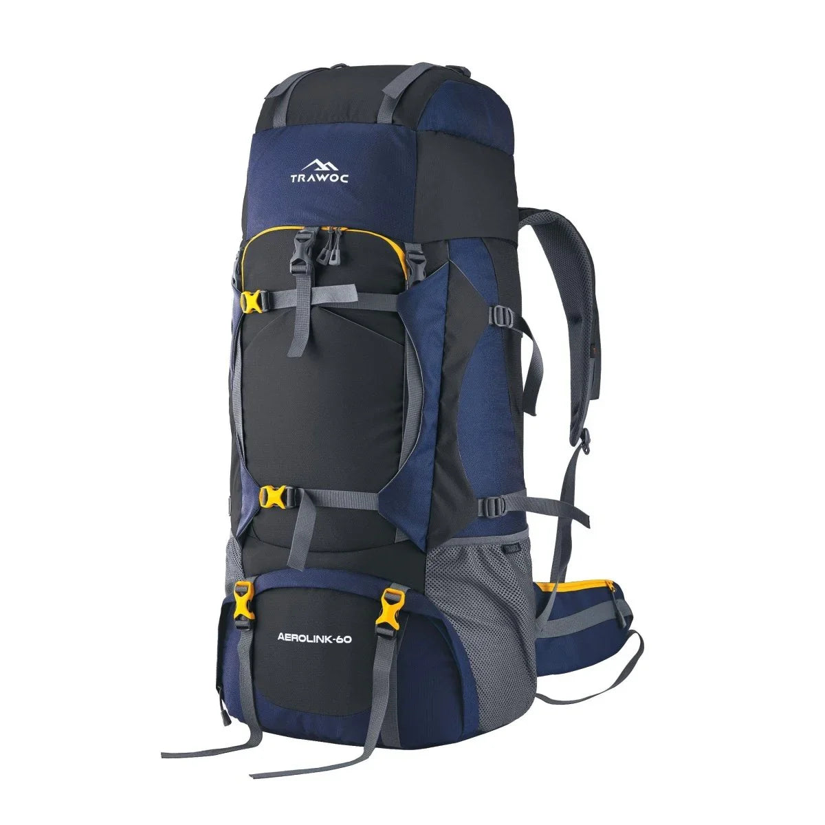 Aerolink 60 L Backpack with Lightweight Build & Water - Resistant Fabric –Black - TRAWOC