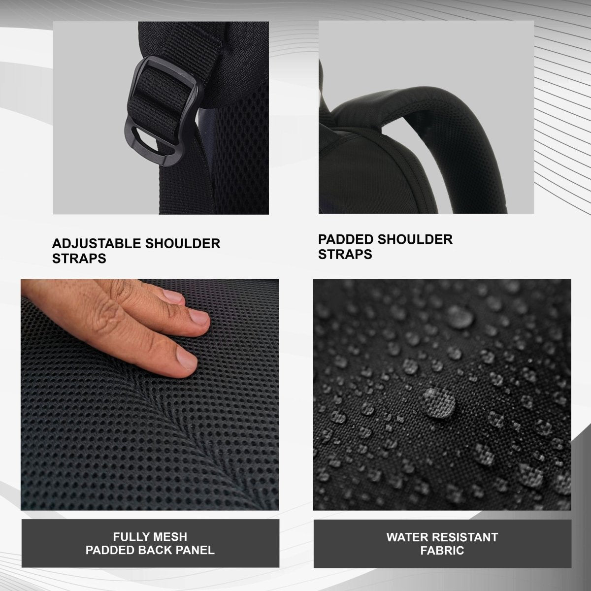 CARRIZ Casual Backpack - CB05 - BLACK - TRAWOC