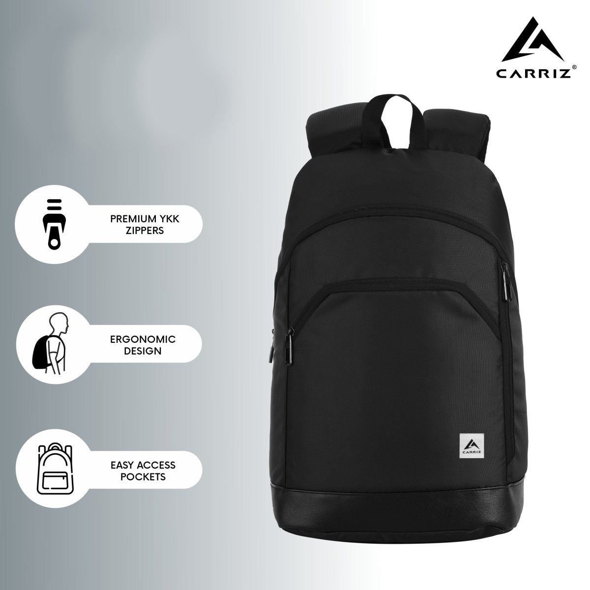 CARRIZ Casual Backpack - CB07 - BLACK - TRAWOC