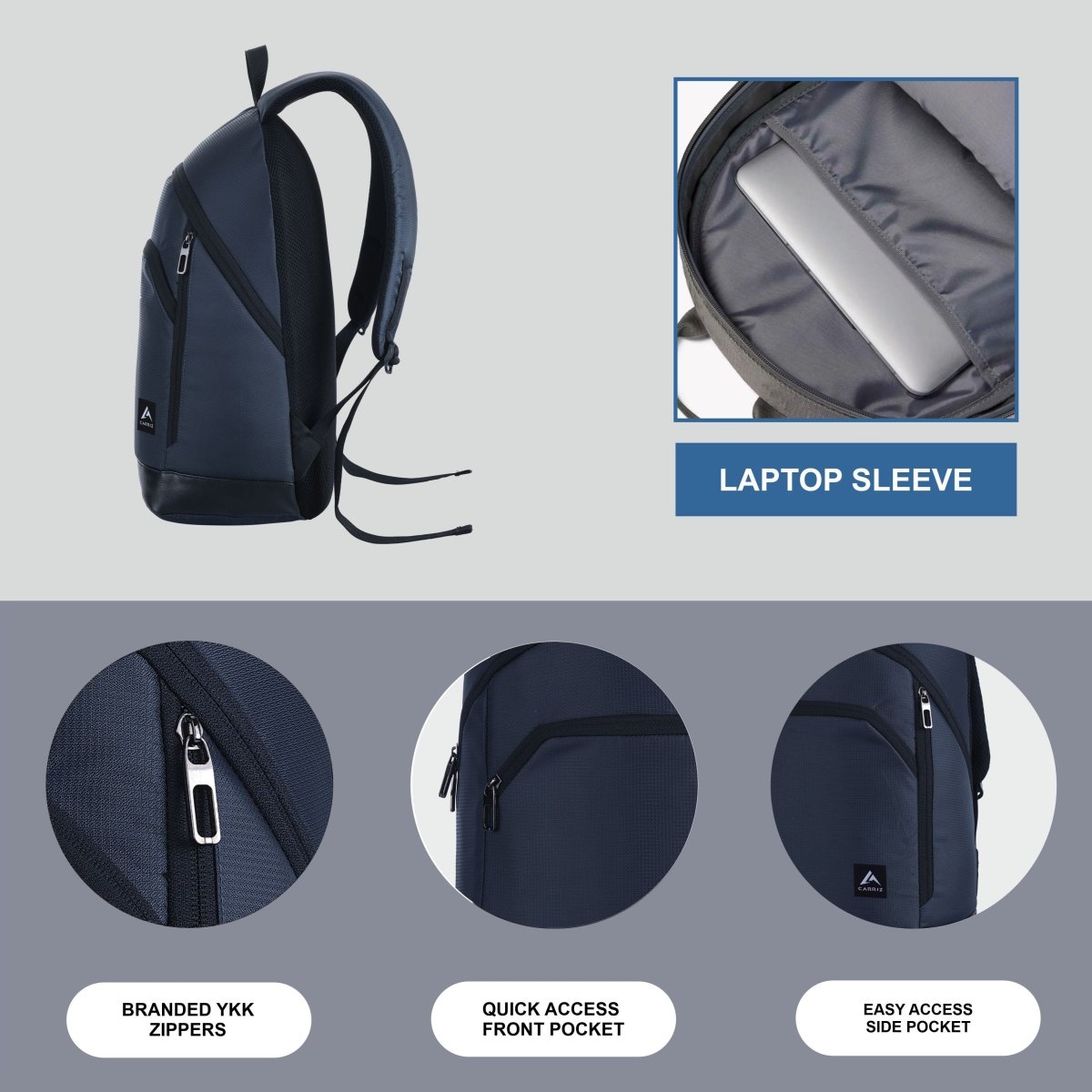 CARRIZ Casual Backpack - CB07 - INKBLUE (Clearance sale) - TRAWOC