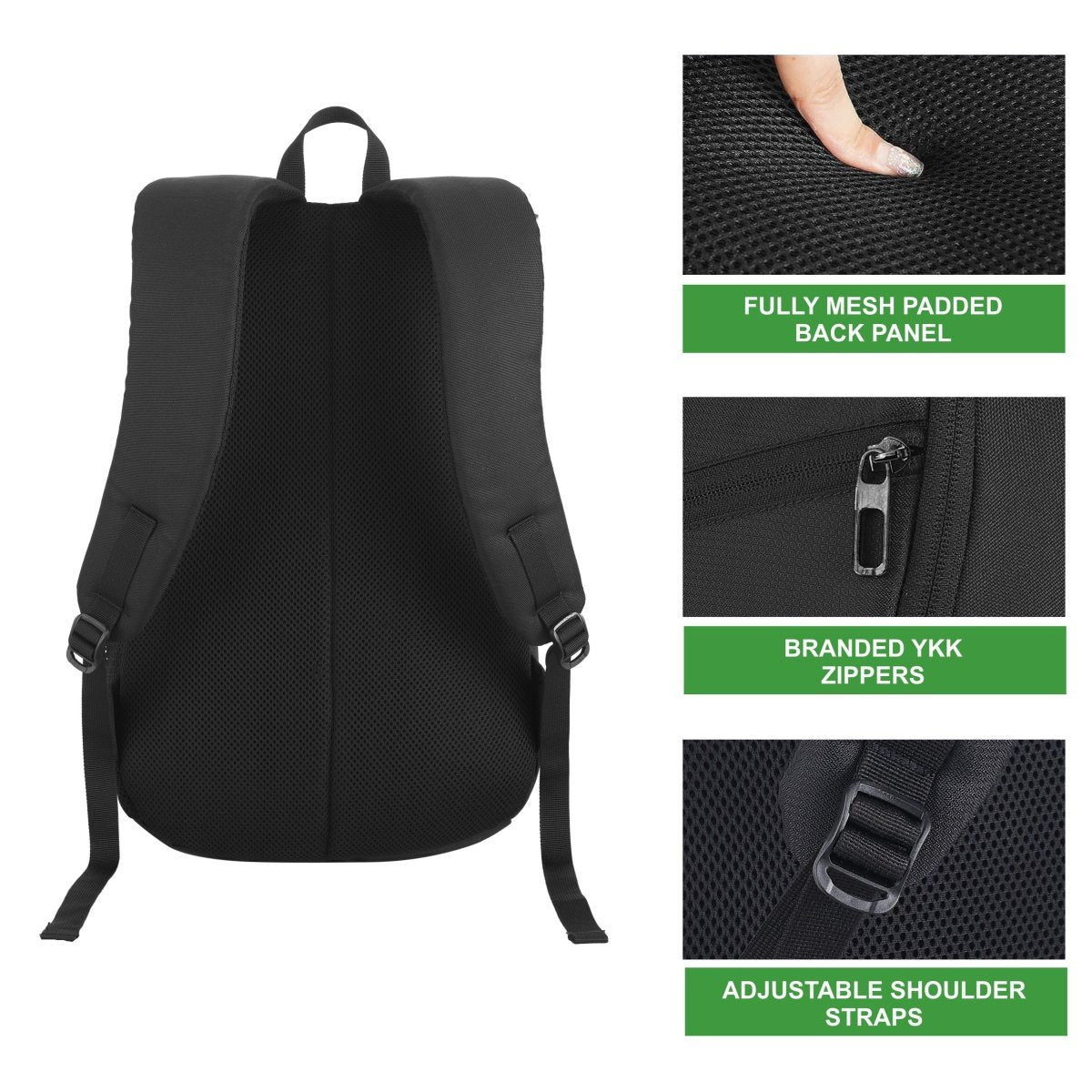 Carriz CB01 22L Casual Backpack - Black - TRAWOC