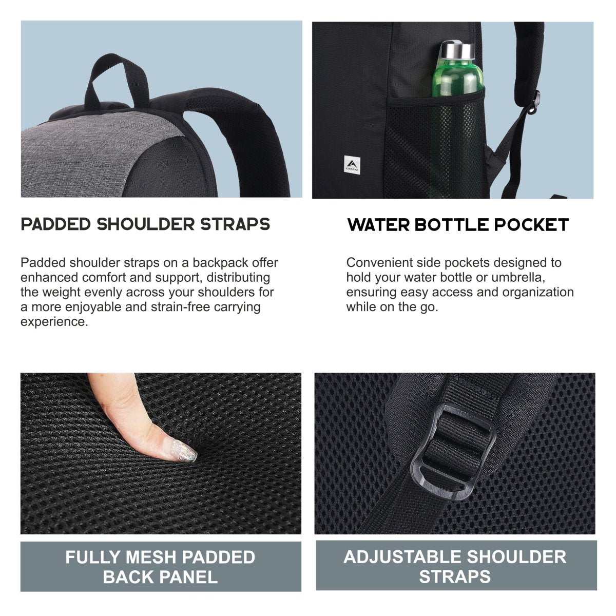 Carriz CB02 21L Casual Backpack - Ash Grey - TRAWOC