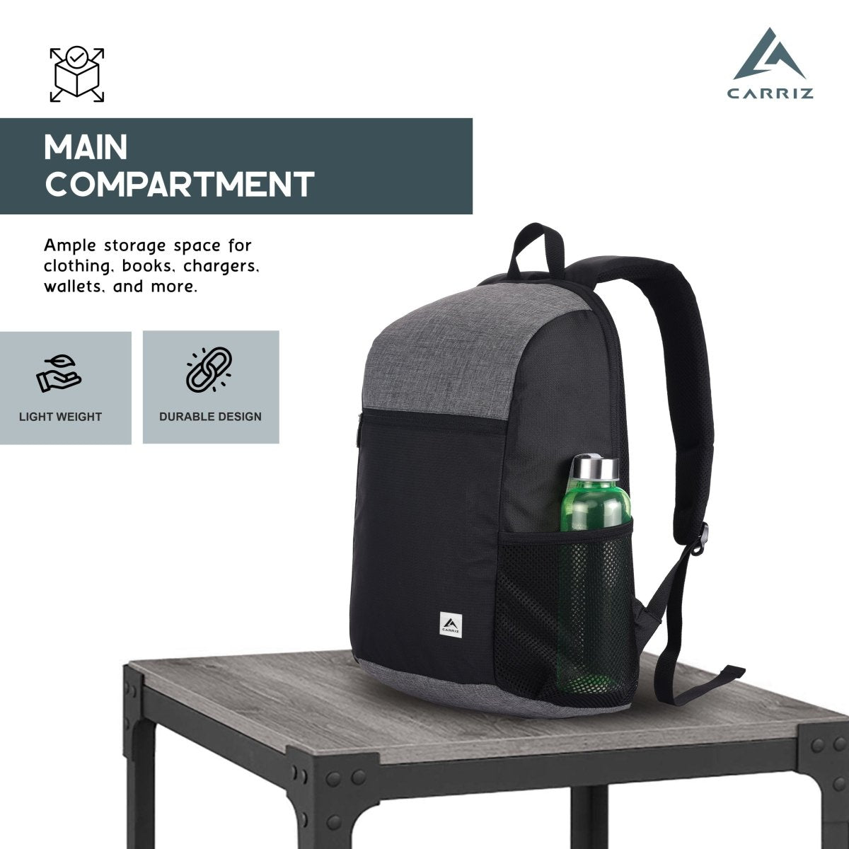 Carriz CB02 21L Casual Backpack - Ash Grey - TRAWOC