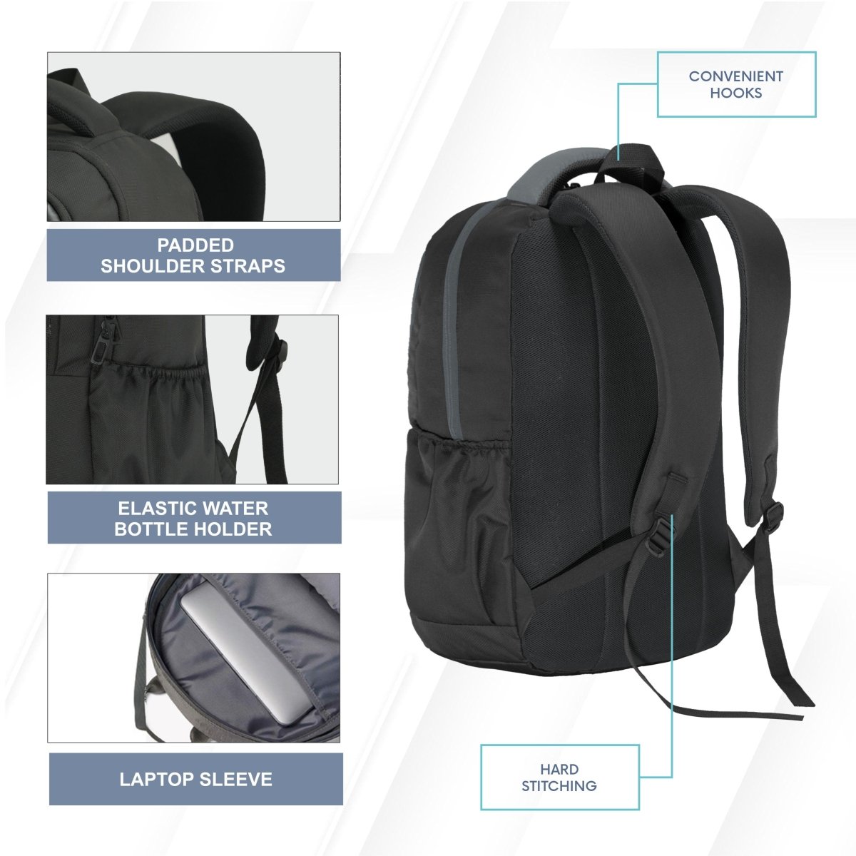 Carriz CPB02 26L Laptop Backpack - Black - TRAWOC
