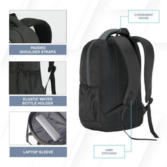 Carriz CPB02 26L Laptop Backpack - Black - TRAWOC