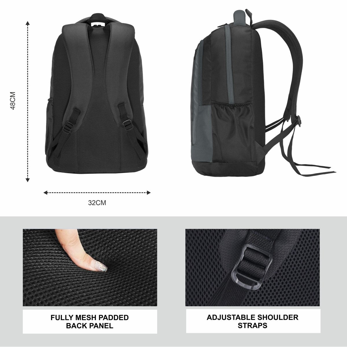 Carriz CPB02 26L Laptop Backpack - Black - TRAWOC