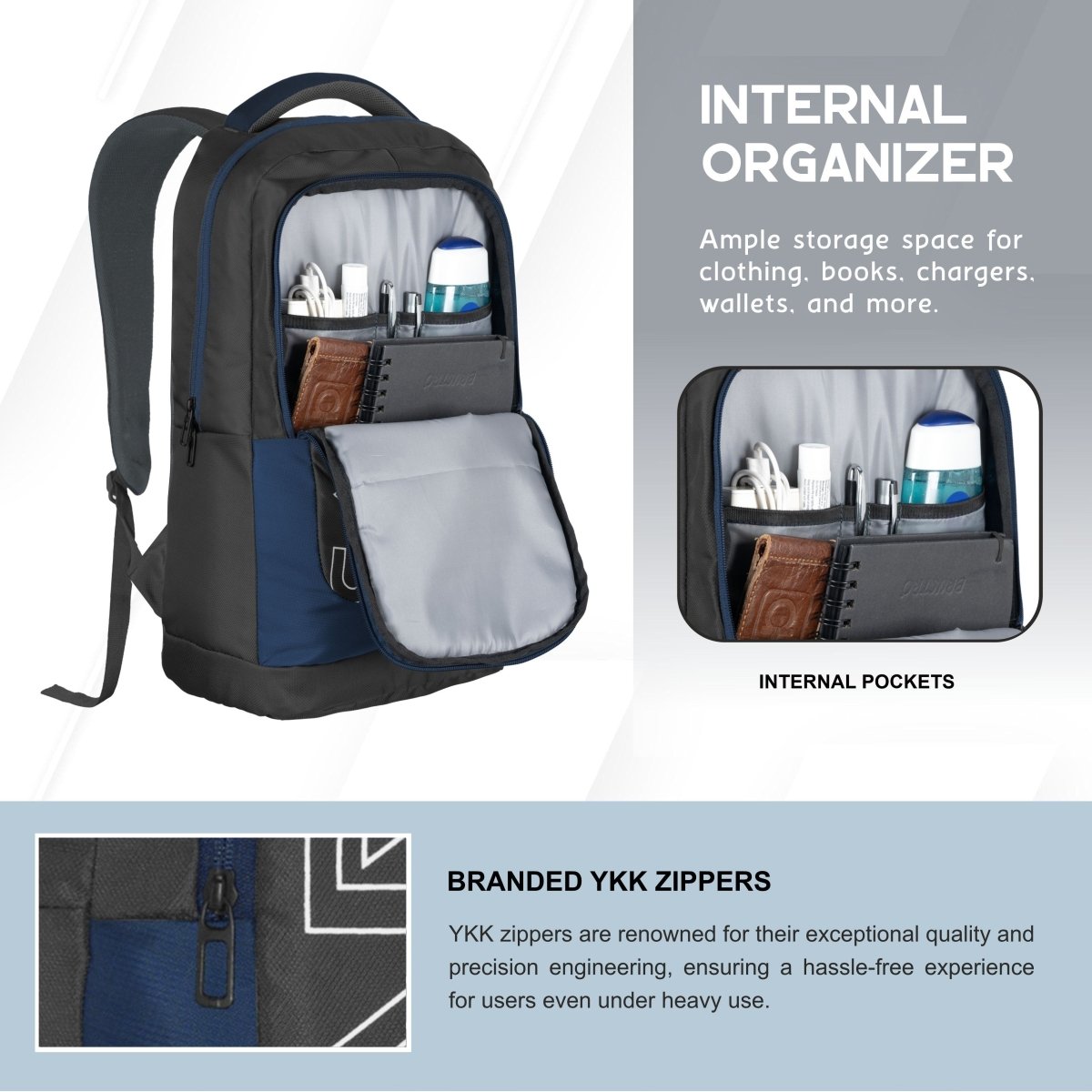 Carriz CPB02 26L Laptop Backpack - Grey - TRAWOC