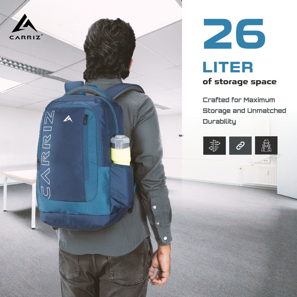 Carriz CPB02 26L Laptop Backpack - Navy Blue - TRAWOC