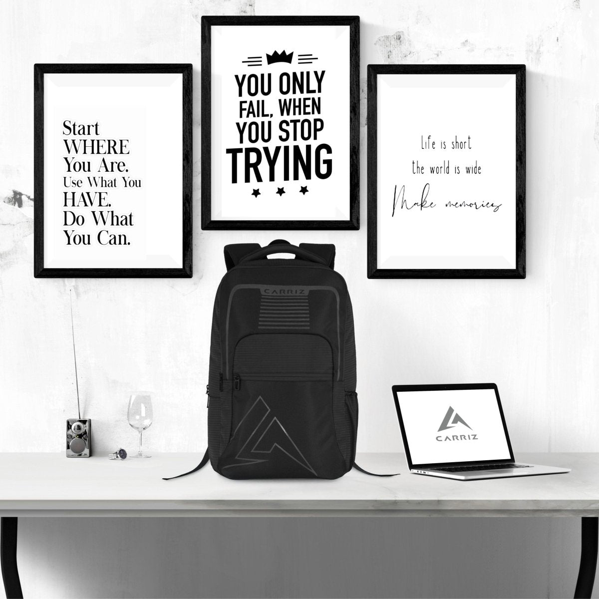 Carriz CPB03 25L Laptop Backpack - Black - TRAWOC