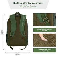 Carriz CPB03 25L Laptop Backpack - Green - TRAWOC
