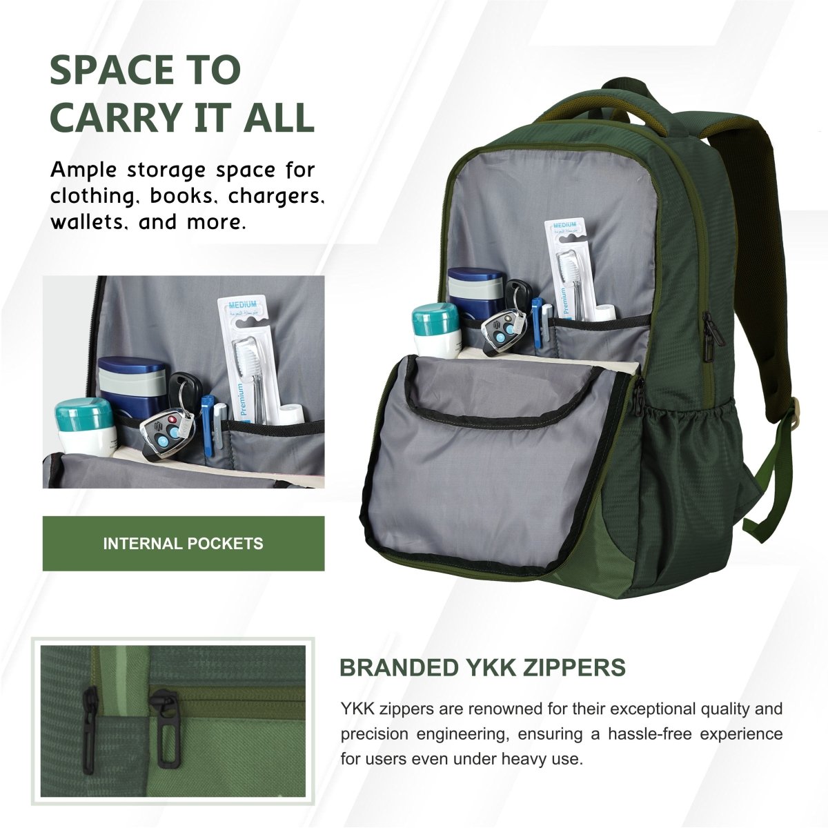 Carriz CPB03 25L Laptop Backpack - Green - TRAWOC