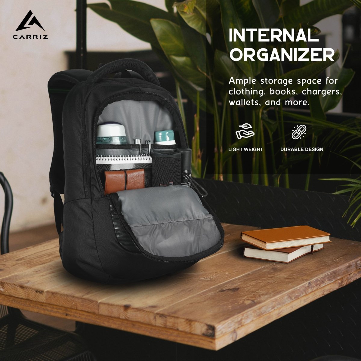 Carriz CPB06 25L Laptop Backpack - Black - TRAWOC