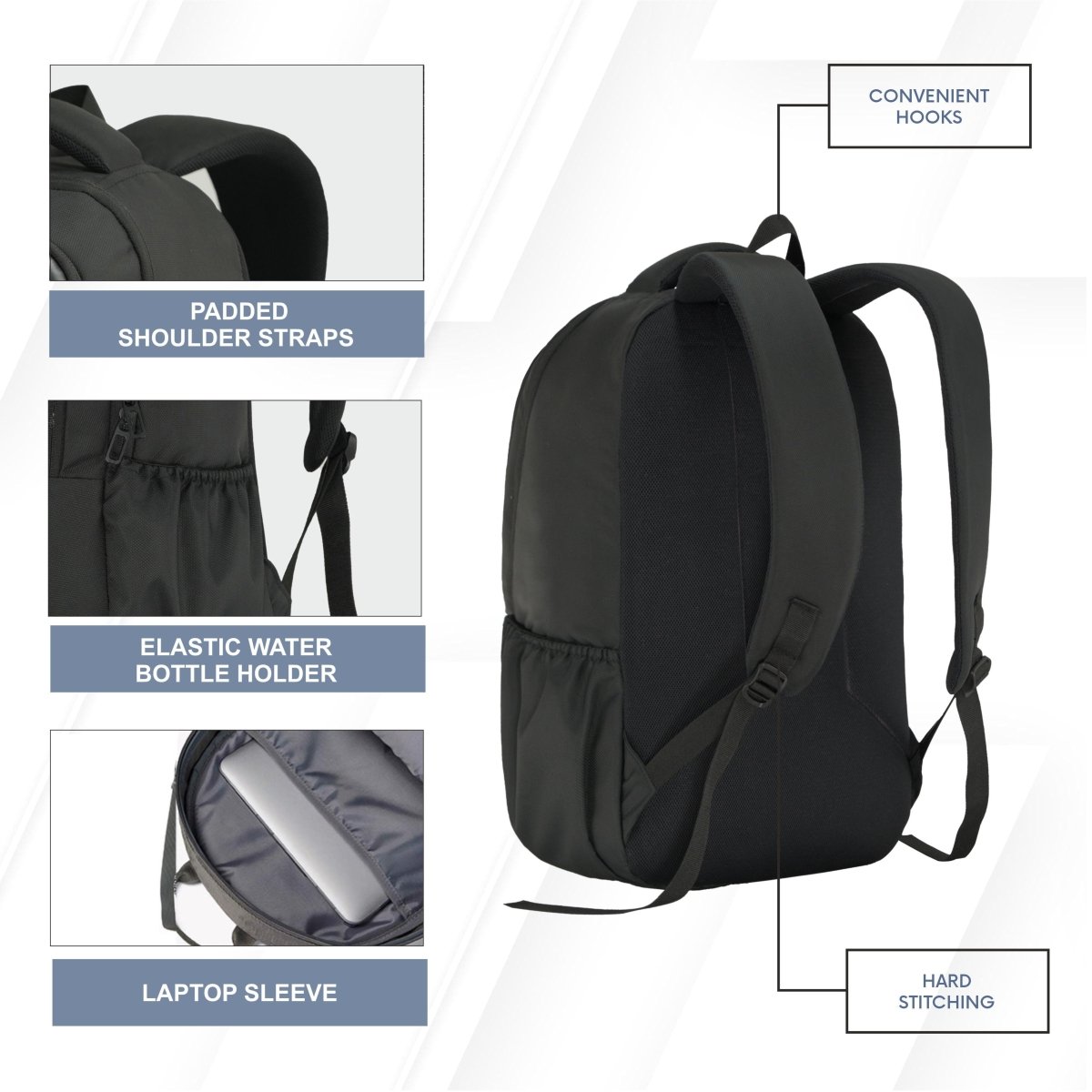 Carriz CPB06 25L Laptop Backpack - Black - TRAWOC