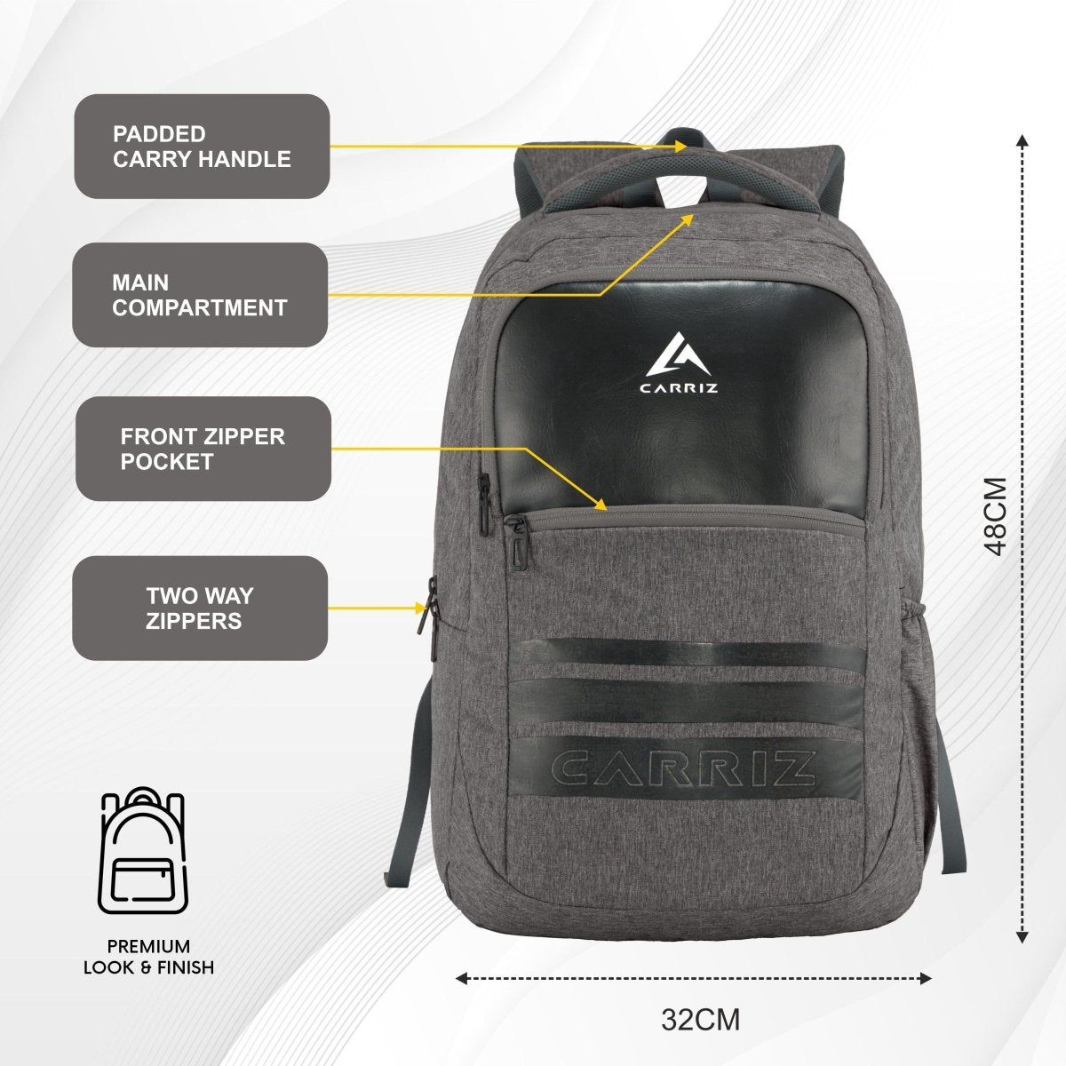 Carriz CPB07 29L Laptop Backpack - Brown - TRAWOC