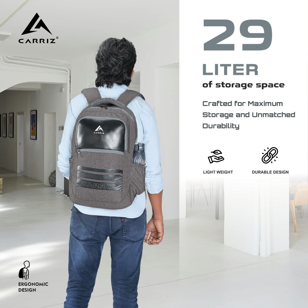 Carriz CPB07 29L Laptop Backpack - Brown - TRAWOC