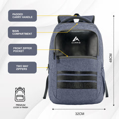 Carriz CPB07 29L Laptop Backpack - Navy Blue - TRAWOC