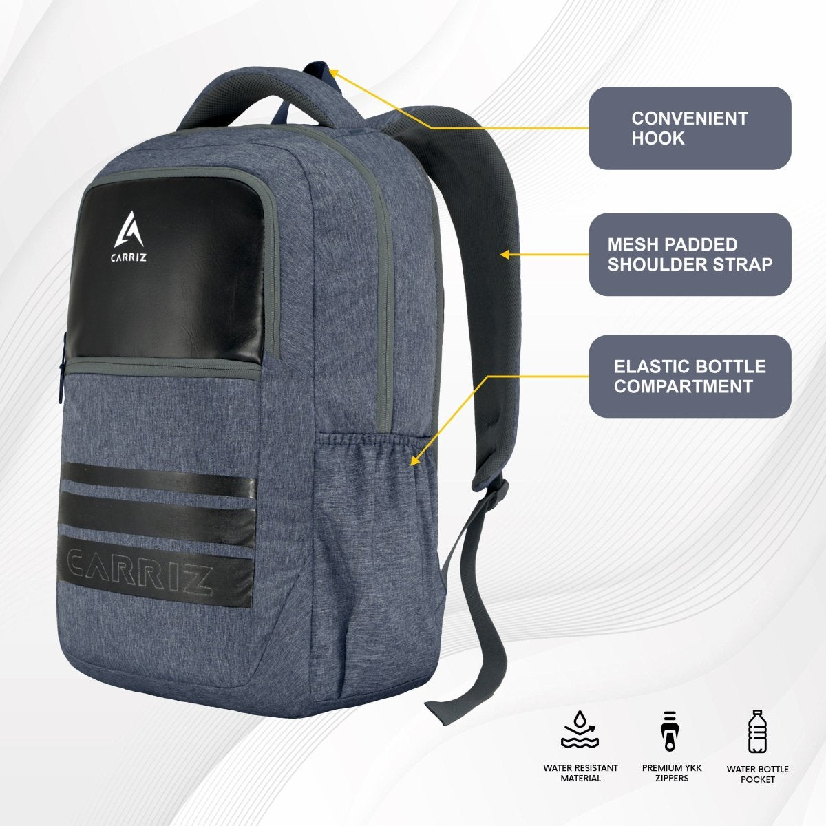 Carriz CPB07 29L Laptop Backpack - Navy Blue - TRAWOC