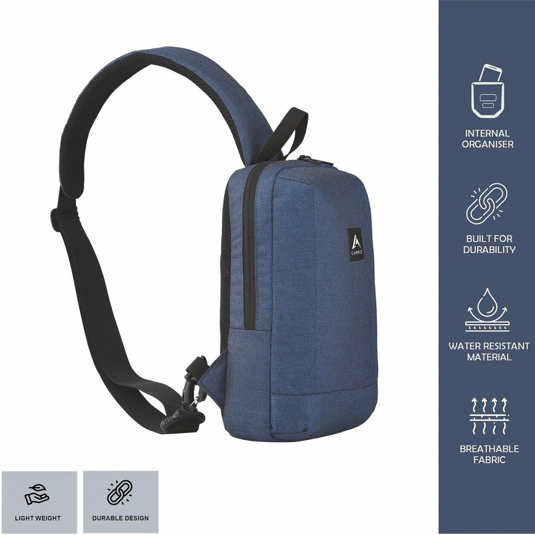 CARRIZ Outdoor Sling Bag | Crossbody & Shoulder Bag for Men | Water Resistant Travel & Hiking Daypack | 2 - Year Warranty (CRB02) - Dark blue (Clearance sale) - TRAWOC
