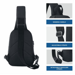 CARRIZ Sling Bag for Men & Women | Outdoor Crossbody & Shoulder Bag for Hiking, Cycling & Travel | Water Resistant | 2 - Year Warranty (CRB03) - BLACK - TRAWOC