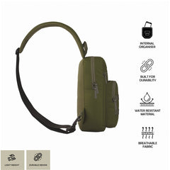 CARRIZ Sling Bag for Men & Women | Outdoor Crossbody & Shoulder Bag for Hiking, Cycling & Travel | Water Resistant | 2 - Year Warranty (CRB03) - OLIVEGREEN - TRAWOC