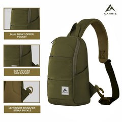 CARRIZ Versatile Sling Bag | Crossbody Travel & Hiking Daypack for Men & Women | Water Resistant | 2 - Year Warranty (CRB01) - Olivegreen(Clearance sale) - TRAWOC