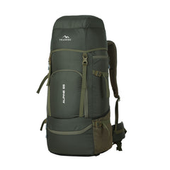 ALPINE 55L Travel Backpack Front & Top Loading  Bag for Men & Women -Olivegreen