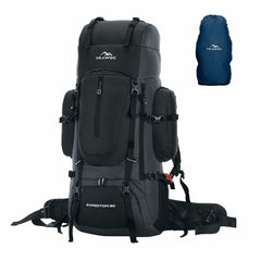 EXPEDITION 80L Rucksack with shoe compartment & Rain Cover - Black (Clearance Sale) - TRAWOC