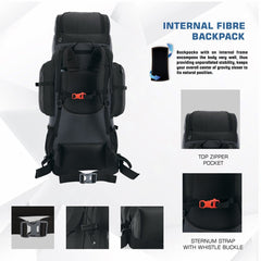 EXPEDITION 80L Rucksack with shoe compartment & Rain Cover - Black (Clearance Sale) - TRAWOC