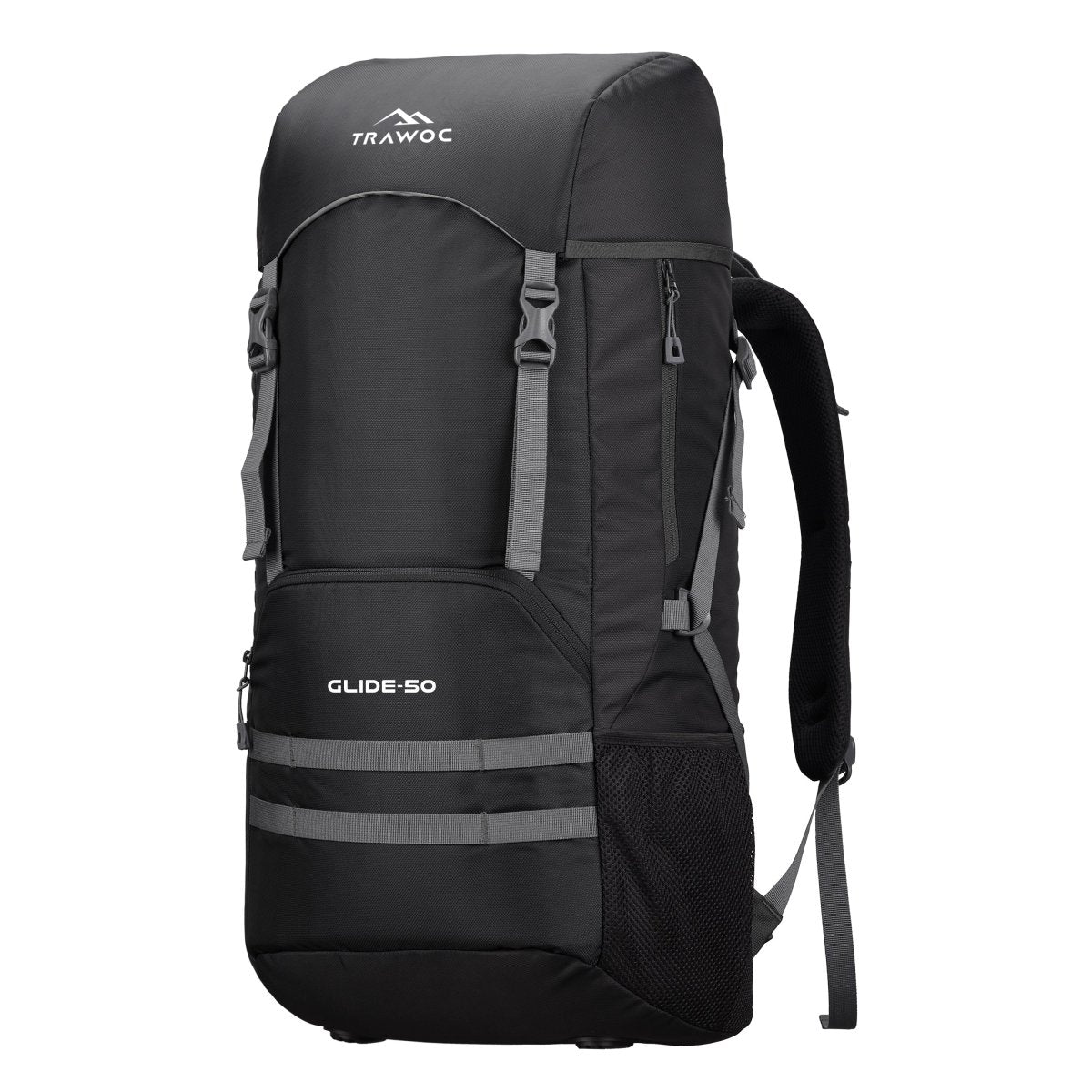 Glide 50 L Backpack featuring Water - Resistant Fabric & Lightweight Build – Black - TRAWOC