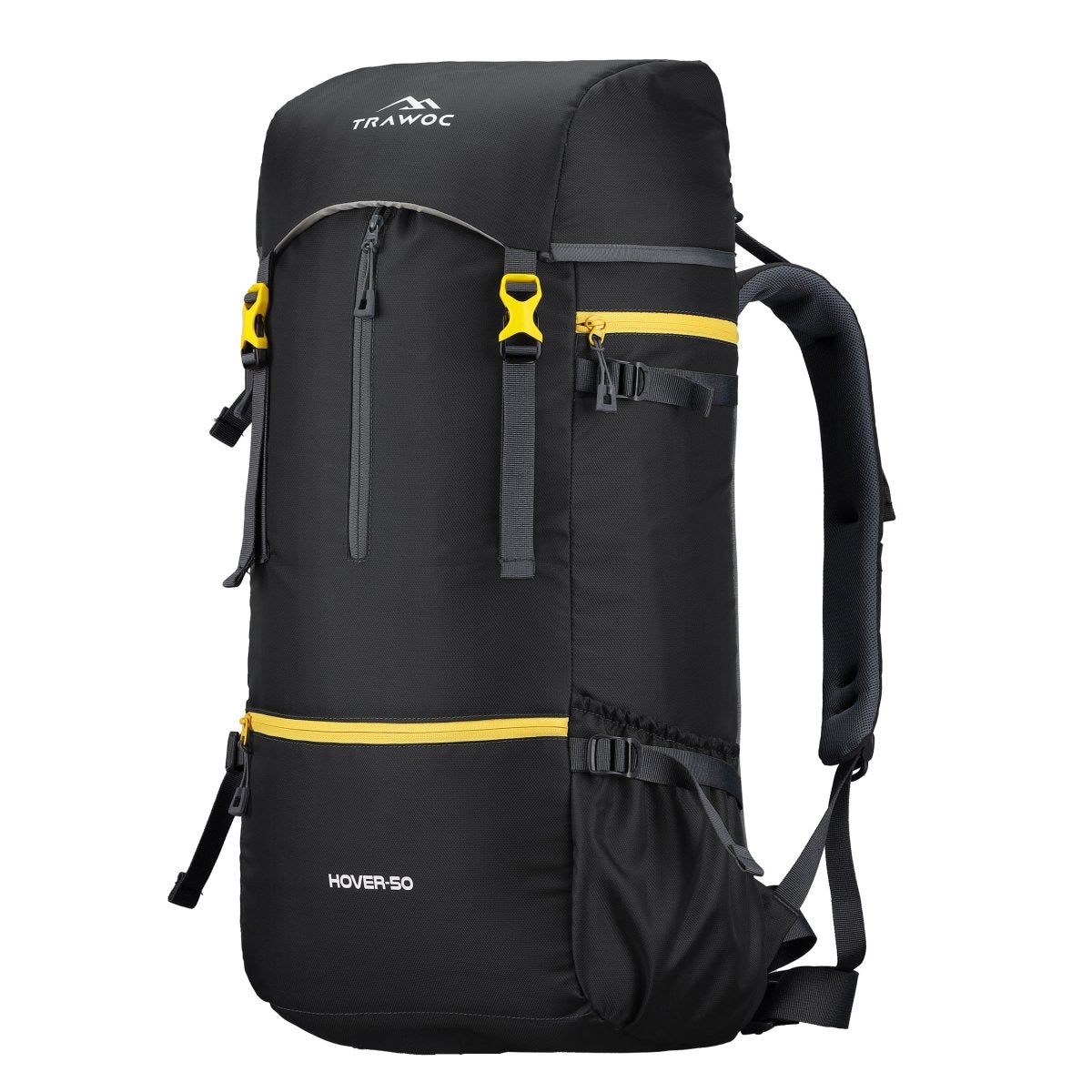 Hover 50L Backpack for Men & Women with Multi - Pocket Design & with Lightweight Build - Black - TRAWOC