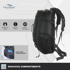 INFERNO 40 L Laptop Backpack for Men and Women Casual Bag for Regular Travelling - Black - TRAWOC